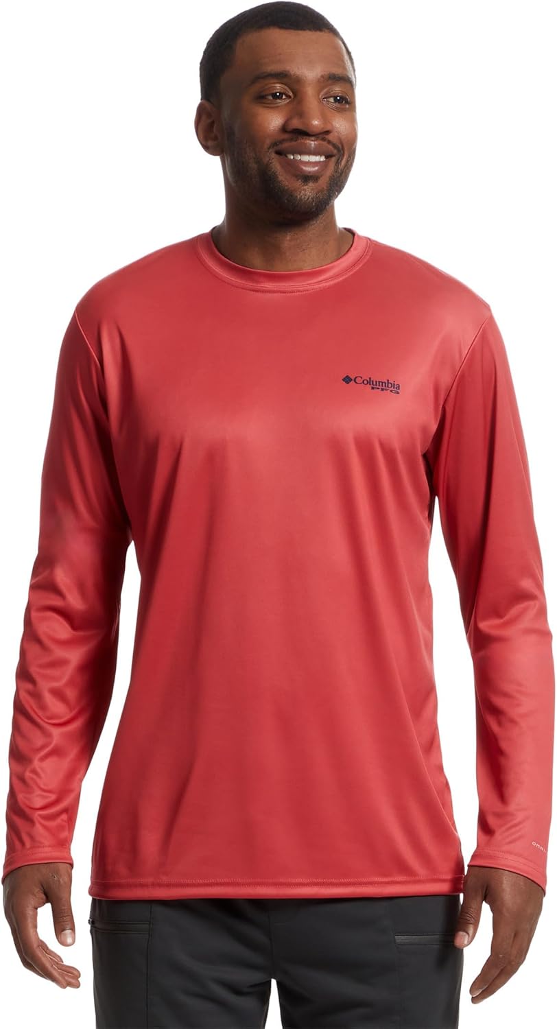 

Columbia мужская футболка с длинным рукавом Terminal Tackle PFG Global Compass, Sunset Red/Collegiate Navy Marlin