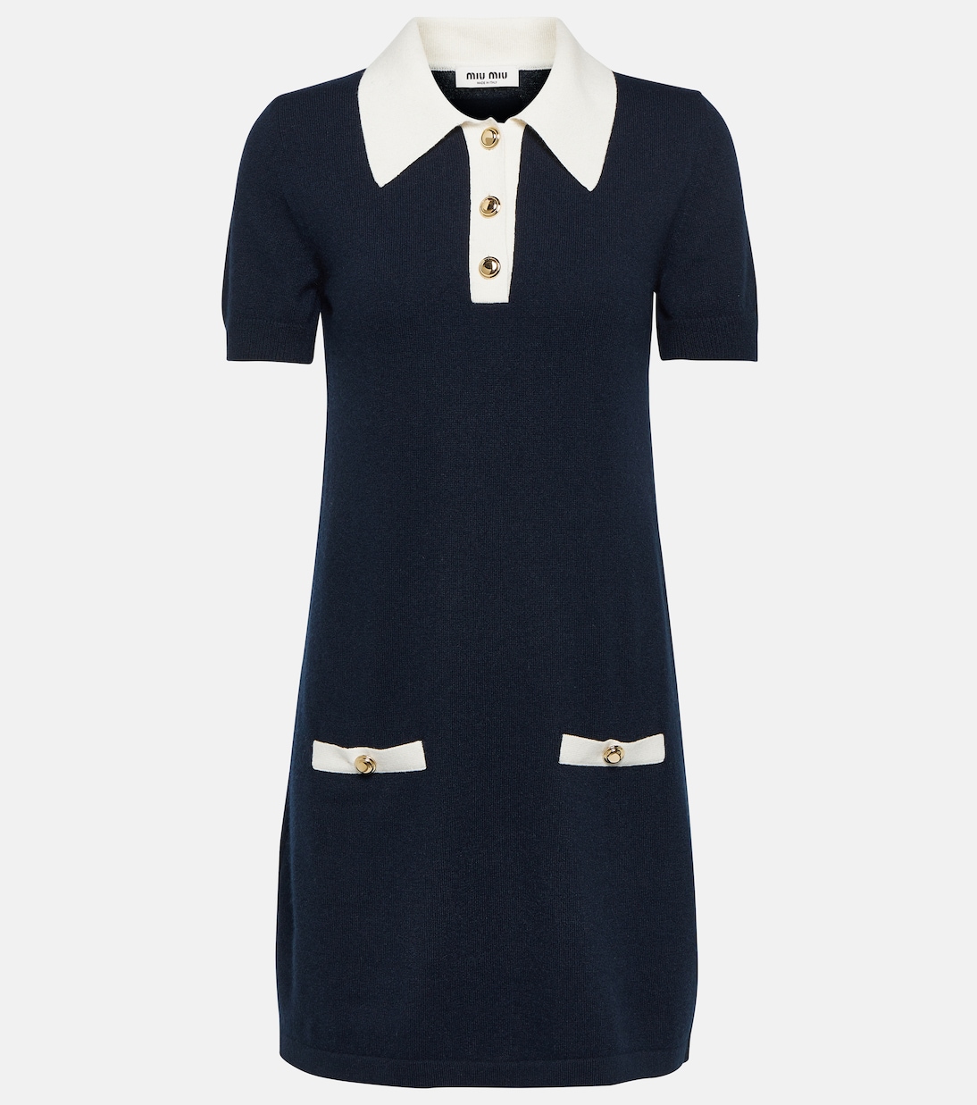 

Кашемировое мини-платье Miu Miu, Blu+Bianco