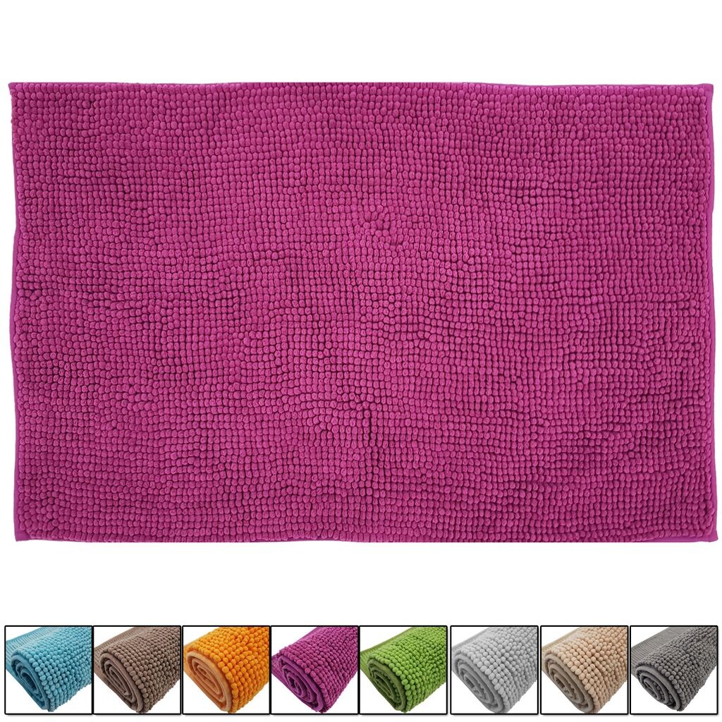 

Коврик для ванной из синели 60 x 90 см, фиолетовый коврик для ванной из микрофибры - с нескользящей подложкой - оздоровительный коврик для ванны / коврик для душа DILUMA
