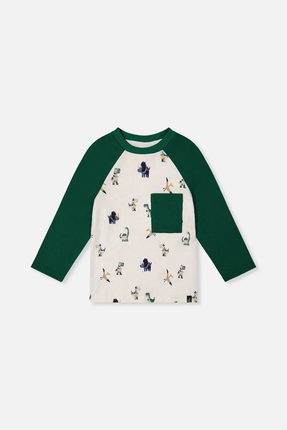 Детская футболка с длинным рукавом с принтом Beige Dinosaur Print Deux par Deux, Beige Dinosaur Print