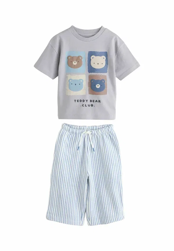 Комплект из двух шорт с принтом Regular fit short sleeve and lightweight joggers 2 pack set Next Bear, синий — фото 2