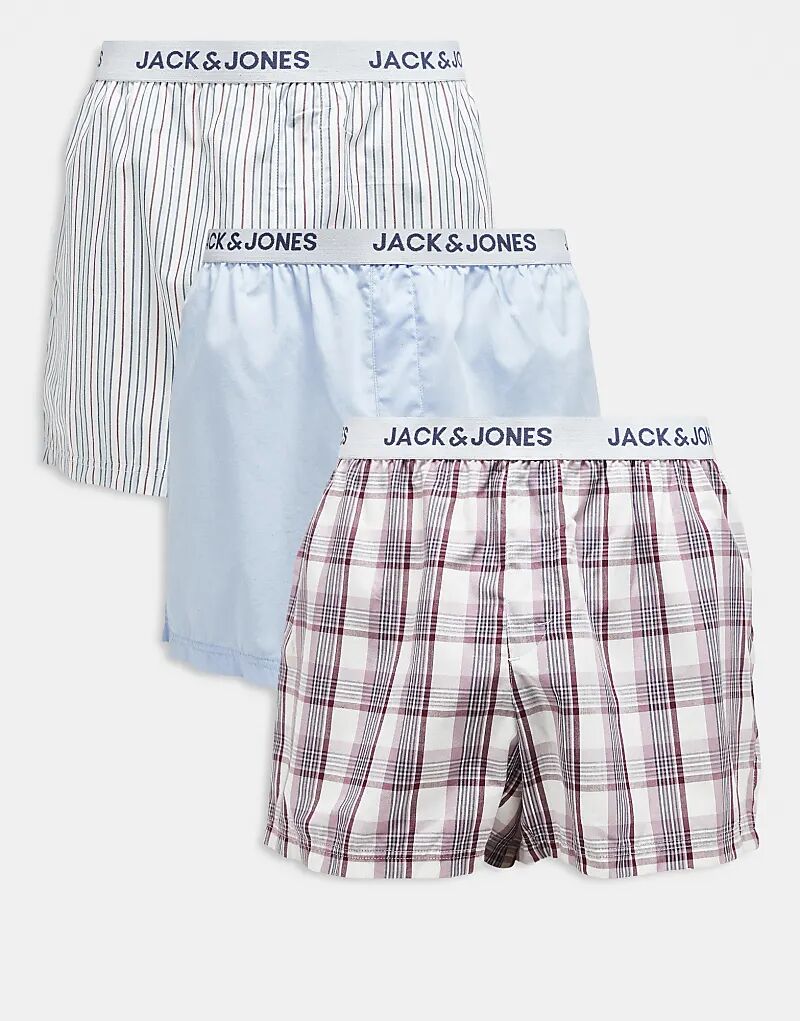 

3 Пары полосатых трусов-боксеров Jack & Jones разных цветов