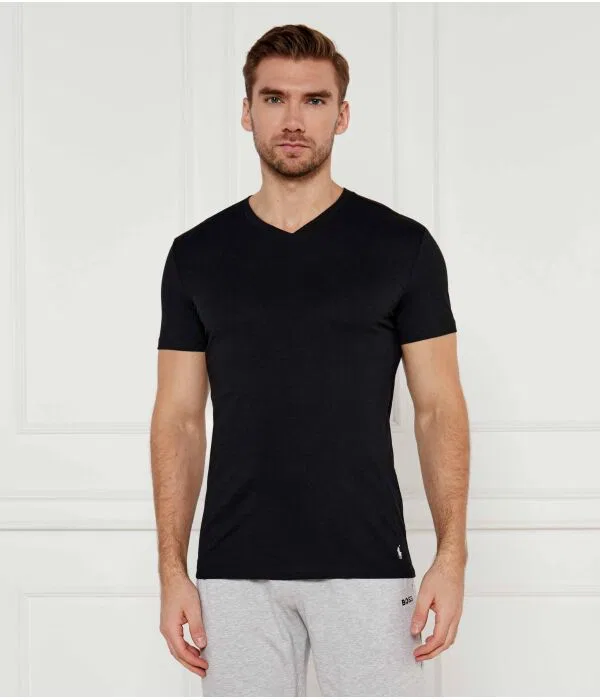 Мужской комплект футболок с V-образным вырезом Polo Ralph Lauren, черный — фото 3