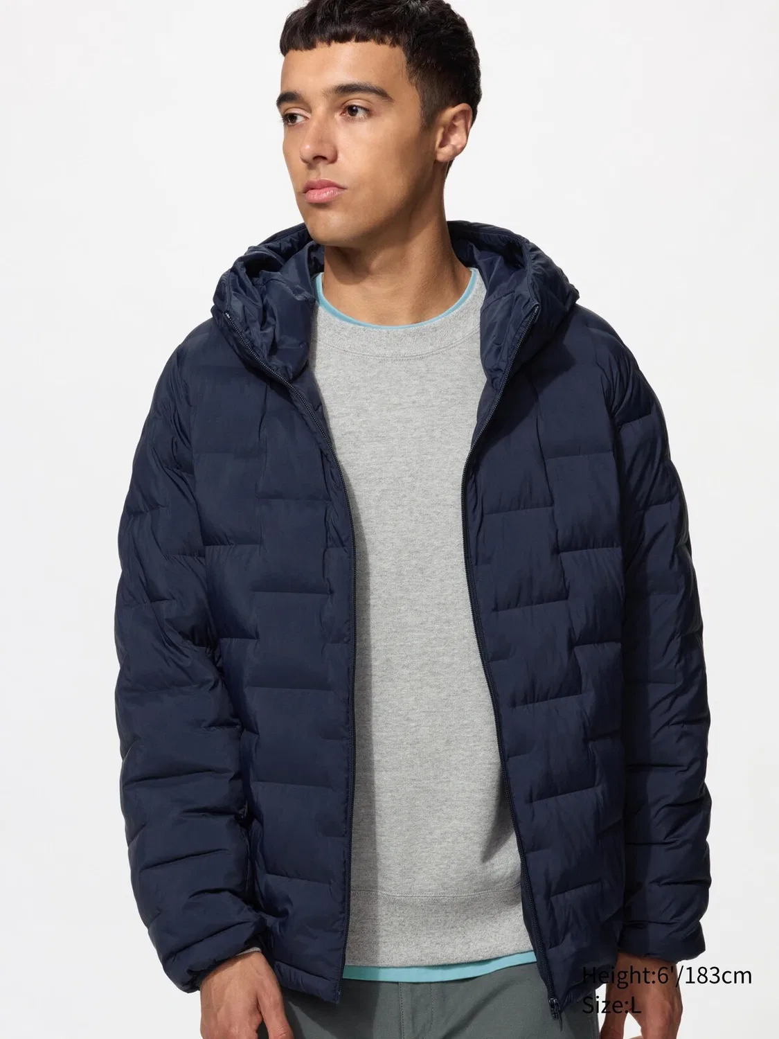 Парка Pufftech Uniqlo, мужская, темно-синий