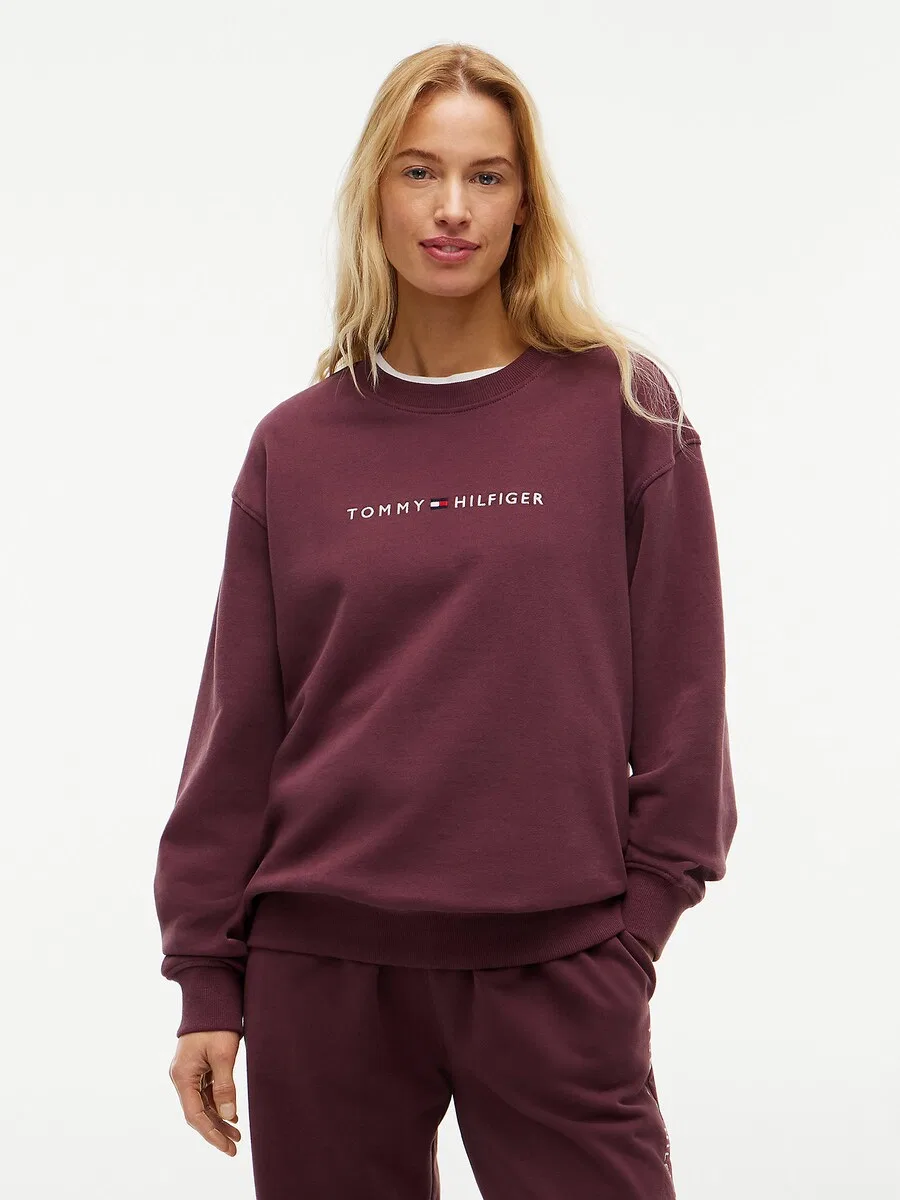 Толстовка TOMMY HILFIGER 'Essential' баклажанового цвета — фото 2