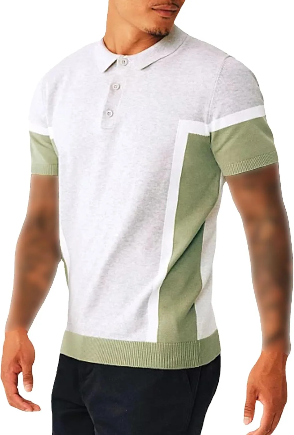 

Мужская вязаная поло в полоску с коротким рукавом SWJGLITTR