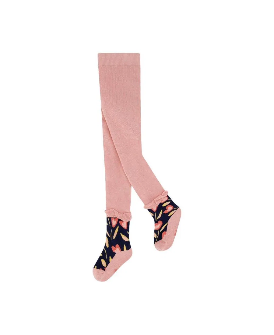 Колготки с тюльпанами на щиколотке Deux par Deux, Pale Dusty Pink And Navy