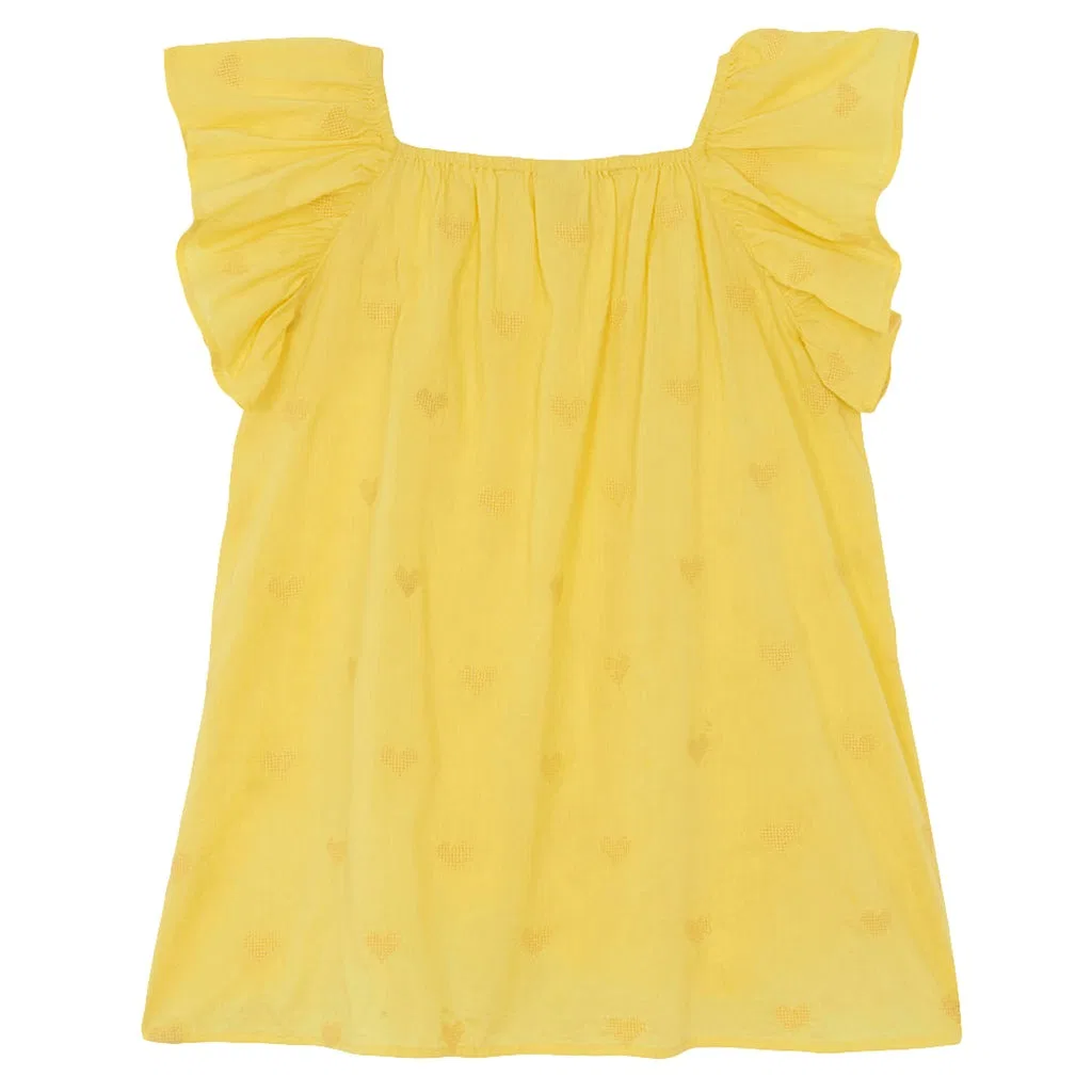 Платье с воланами и рукавами-реглан Girls Reve Ruff Sleeves Dress Bonton, Citron — фото 2