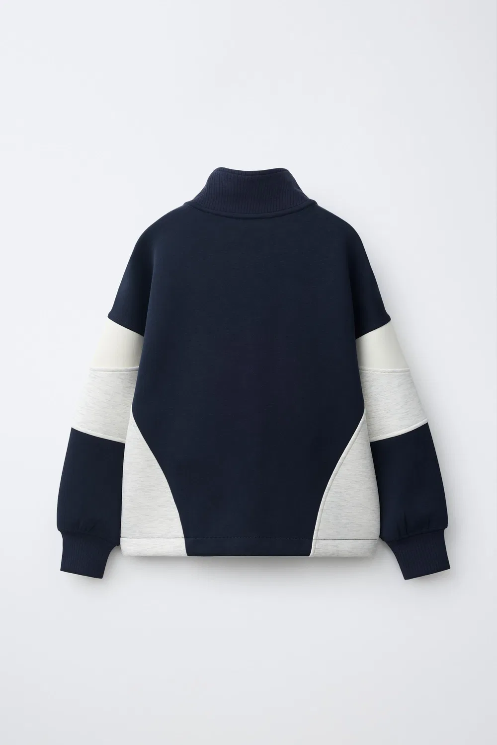 Толстовка с высоким воротником в стиле колор-блок ZARA, Navy blue — фото 2