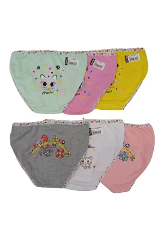 Детские трусы для девочек с принтом Back Printed Bato Panties Tutku, Yellow Pink Mint Powder White Gray — фото 2