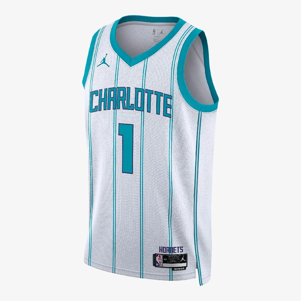 

Майка Jordan Dri-FIT NBA Swingman Charlotte Hornets Association Edition 2022/23, белый/голубой