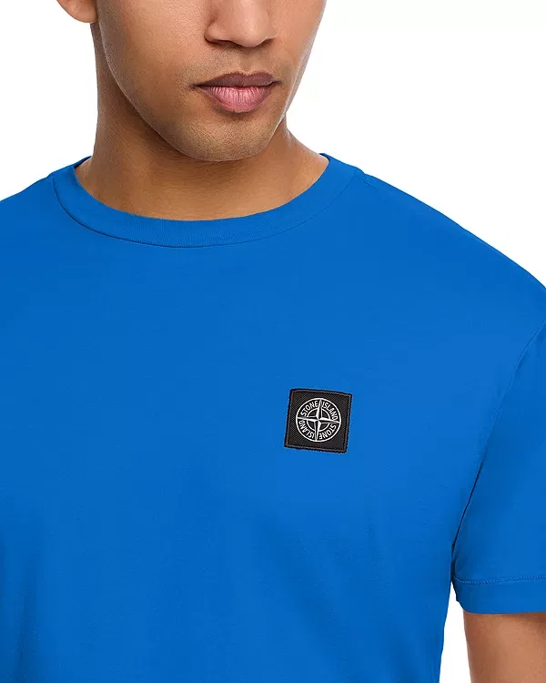 Мужская футболка с принтом Cotton Jersey Compass Patch Stone Island, Bright Blue — фото 4