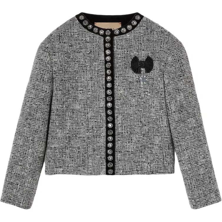 Детская куртка без воротника с принтом Gray Black GUCCI