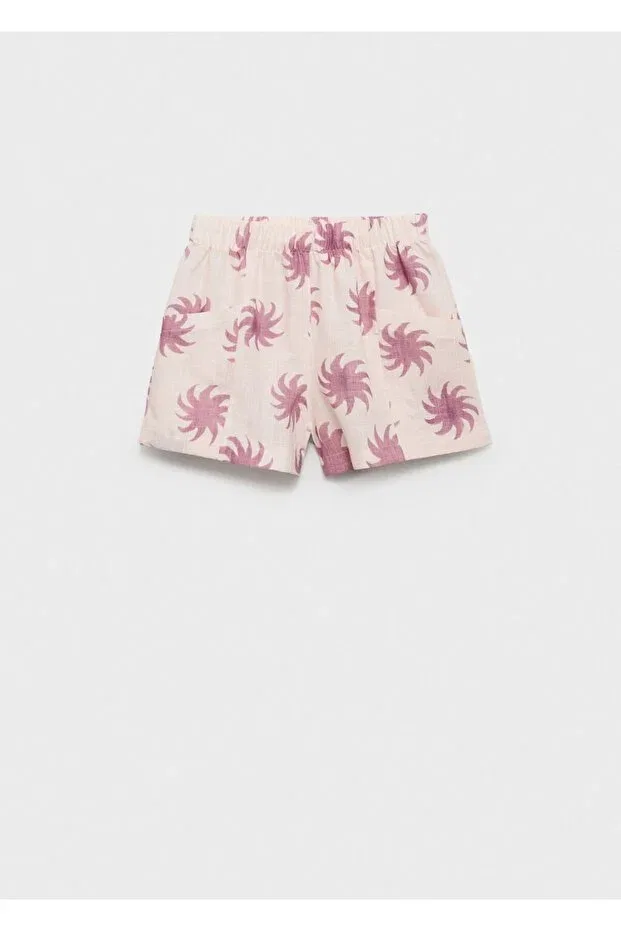 Детские шорты для девочек с цветочным принтом Mango Kids, Pink — фото 2