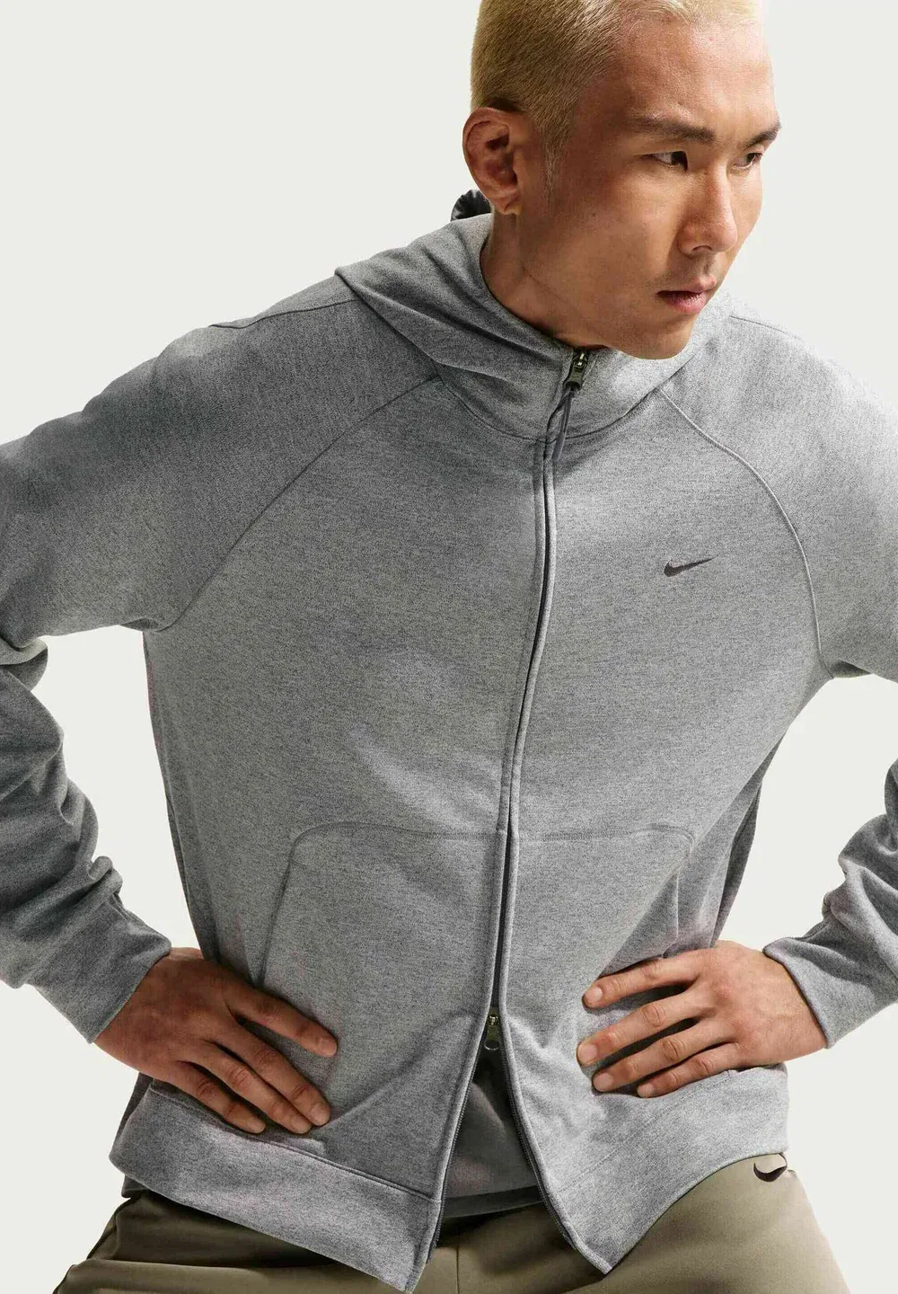 M nk df uv prmry nano fz hd - толстовка на молнии Nike Performance, Smoke Grey Heather Smoke Grey