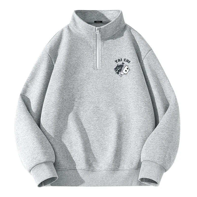 Детский свитшот унисекс с принтом MINISO, Gray Pea Green (Tai Chi Cat Chest Logo) — фото 3