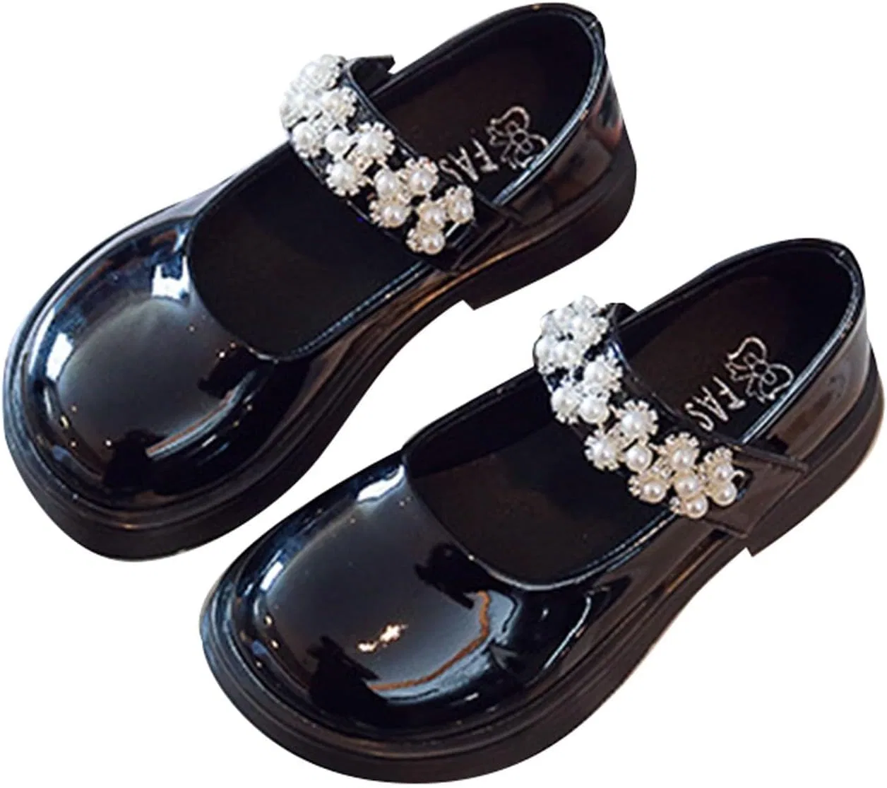 Детские туфли для девочек с бантом и жемчугом Mary Jane Princess Ballet Flats, Black