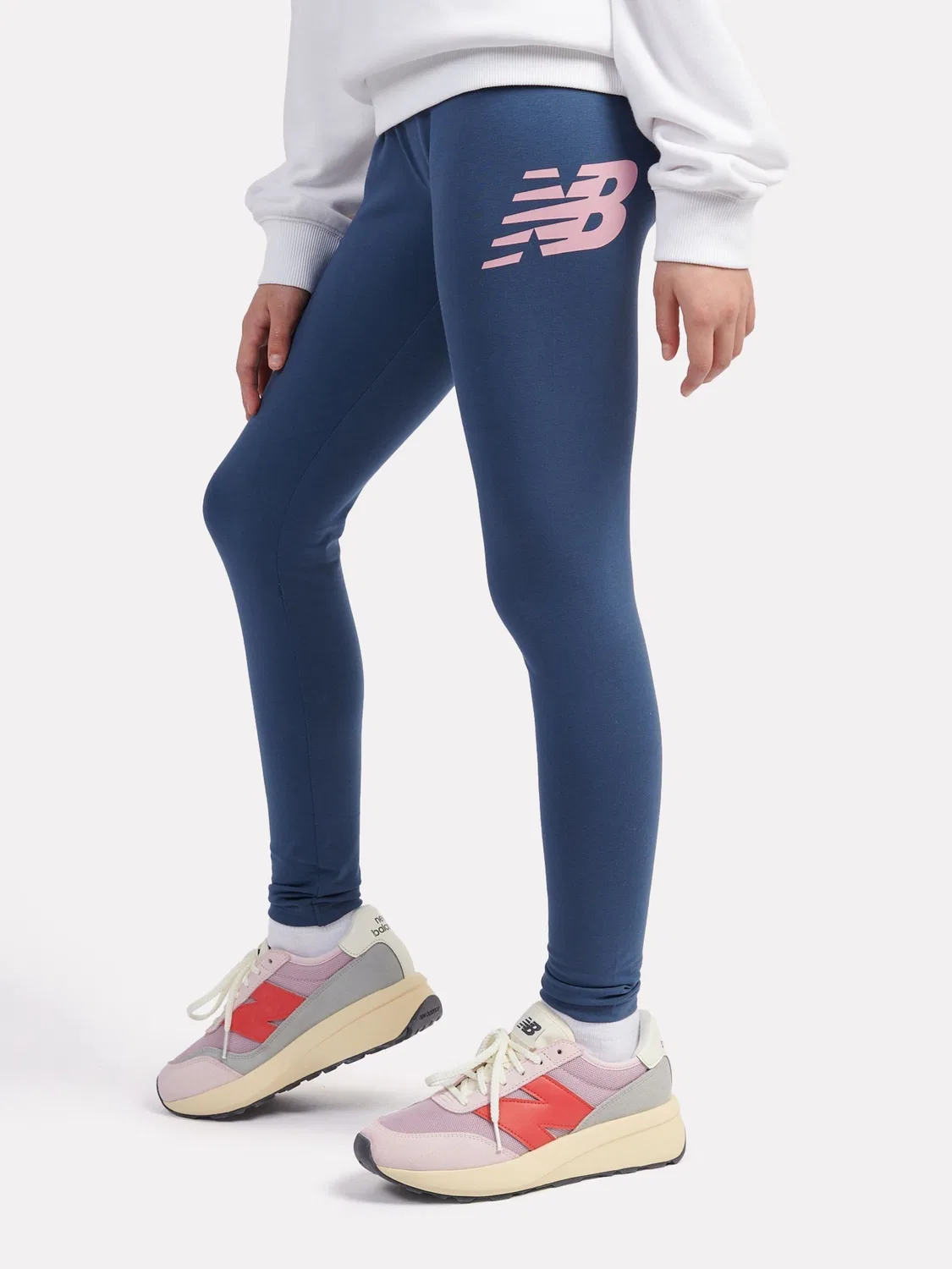 Леггинсы New Balance Blue Stacked Logo, синие — фото 2