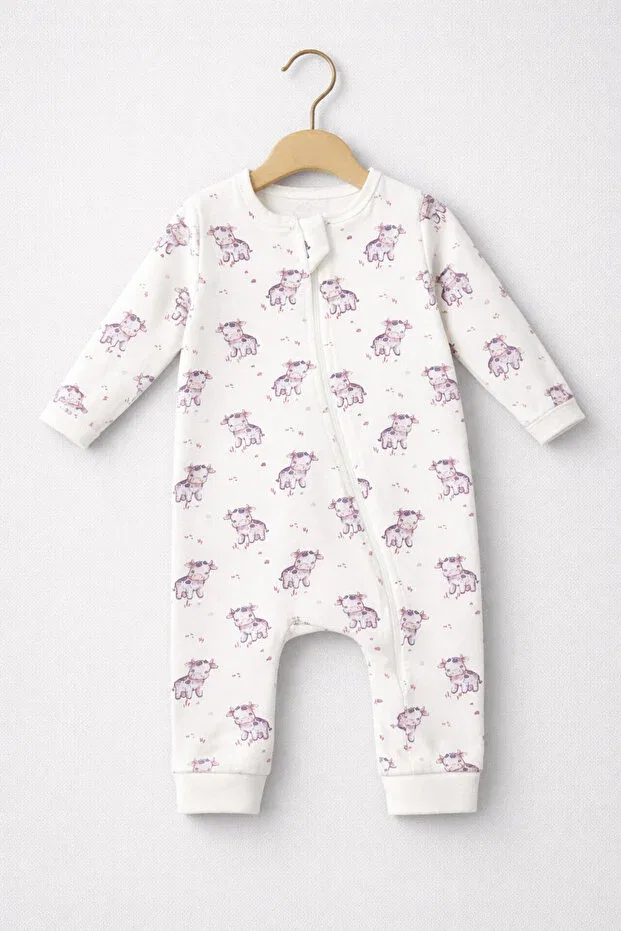 Детский комбинезон на молнии хлопковый Basics For My Baby, Ecru