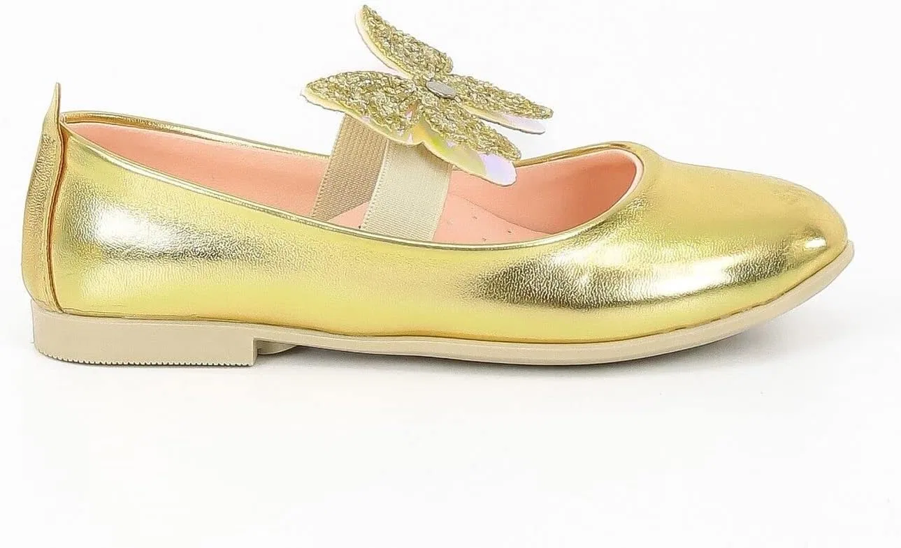 Детские туфли-балетки для девочек с блестками Mary Janes SIRRI, Gold — фото 4