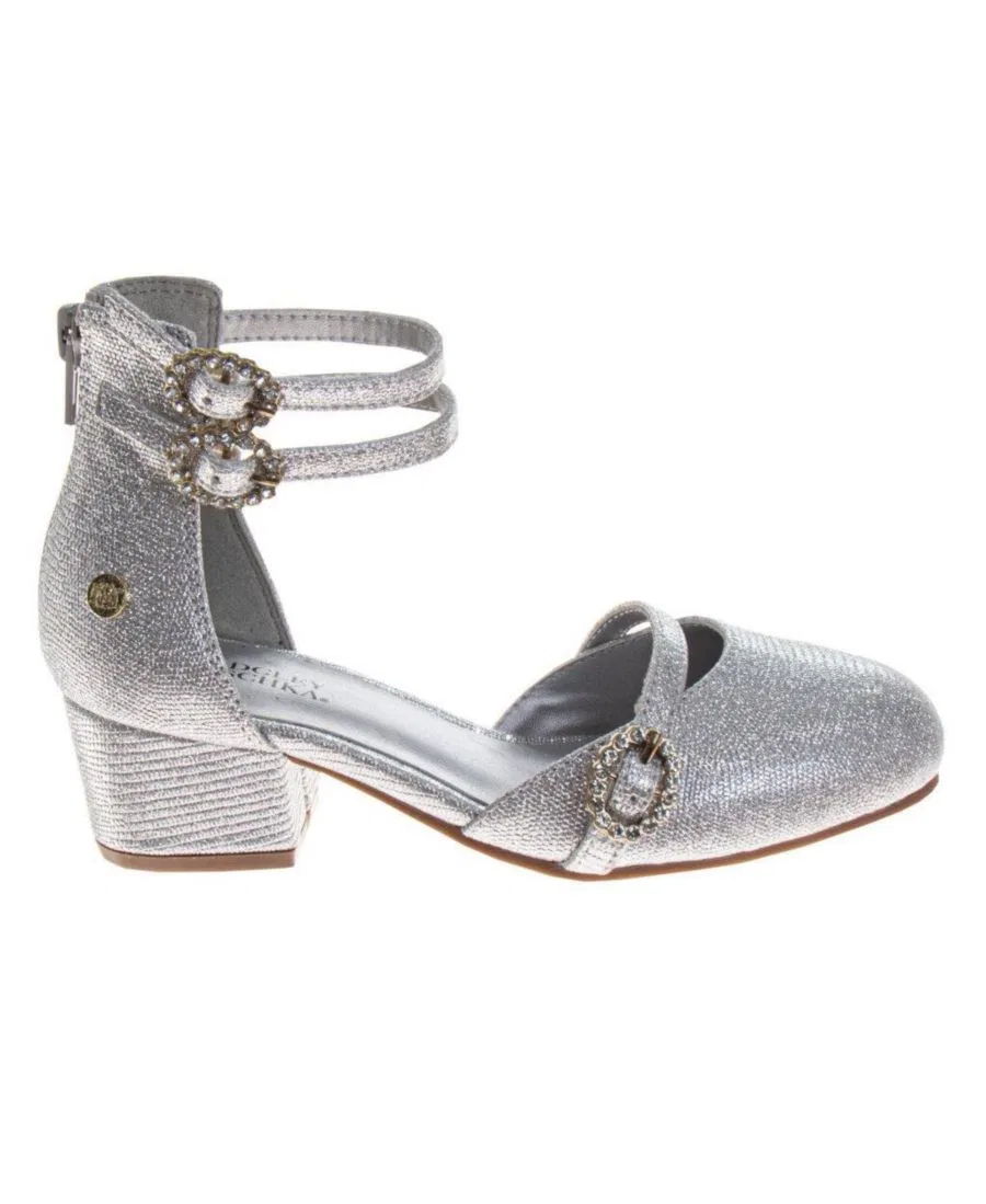 Сандалии с блестками, с пряжкой, с открытым носком Badgley Mischka, Silver — фото 2
