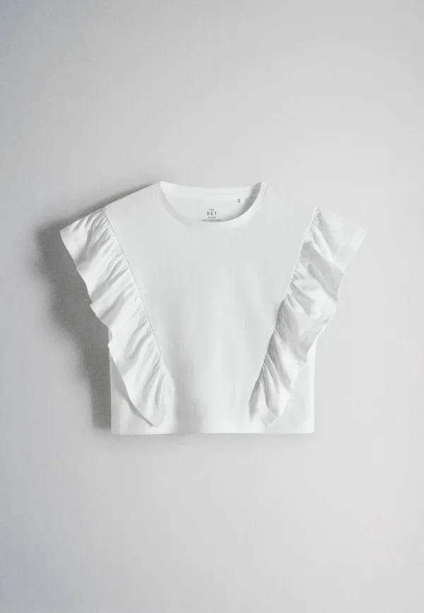 Футболки джерси с рюшами, 4 шт, Regular Fit, The Set, Pink, White, Brown, Grey Marl, белый/розовый/коричневый/серый — фото 3