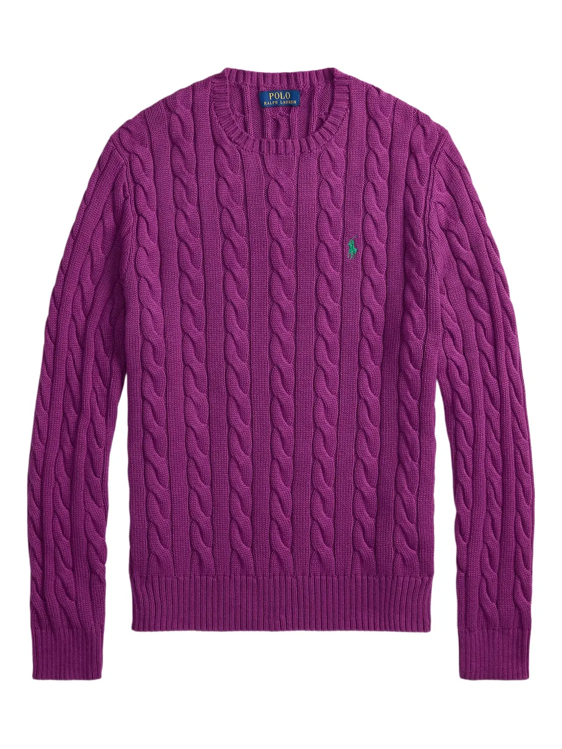 Свитер с кабельным вязанием и вышивкой Polo Ralph Lauren, фиолетовый