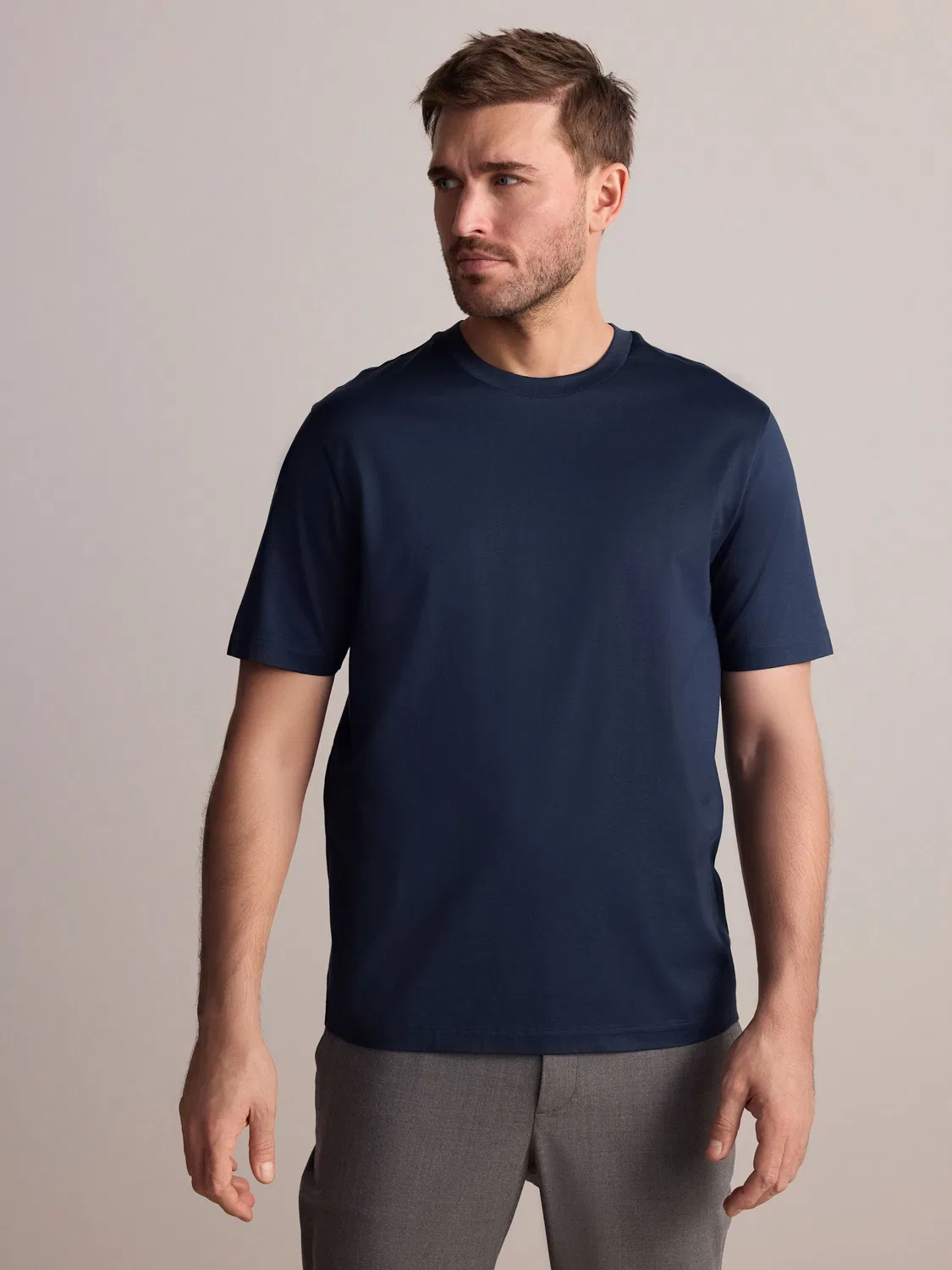 Футболка с круглым вырезом, Regular Fit, Signature SUPIMA Cotton Next, темно-синий