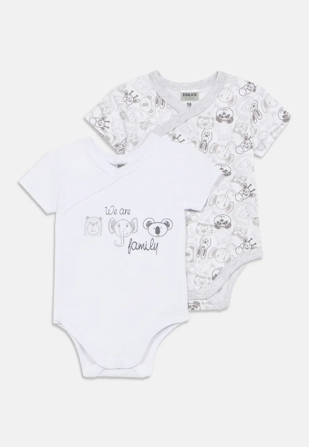 Kurzarm унисекс, 2 шт. - для тела Jacky Baby, White/Grey