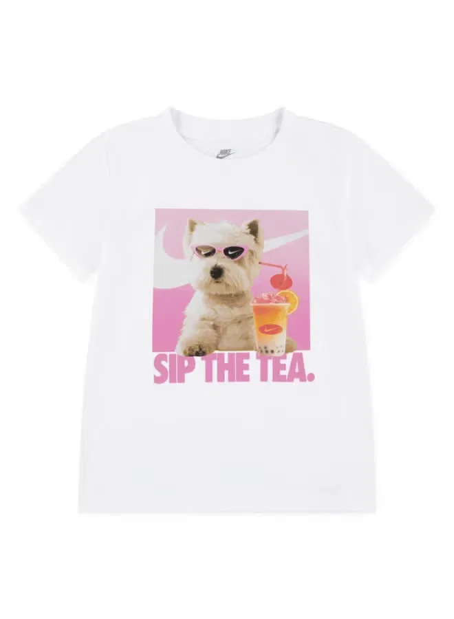 Футболка с принтом Sip the tea dog Nike, белый — фото 3