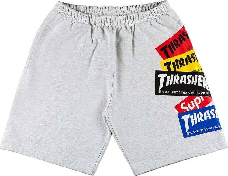 

Спортивные шорты Supreme x Thrasher Multi Logo Sweatshort Ash Grey, серый