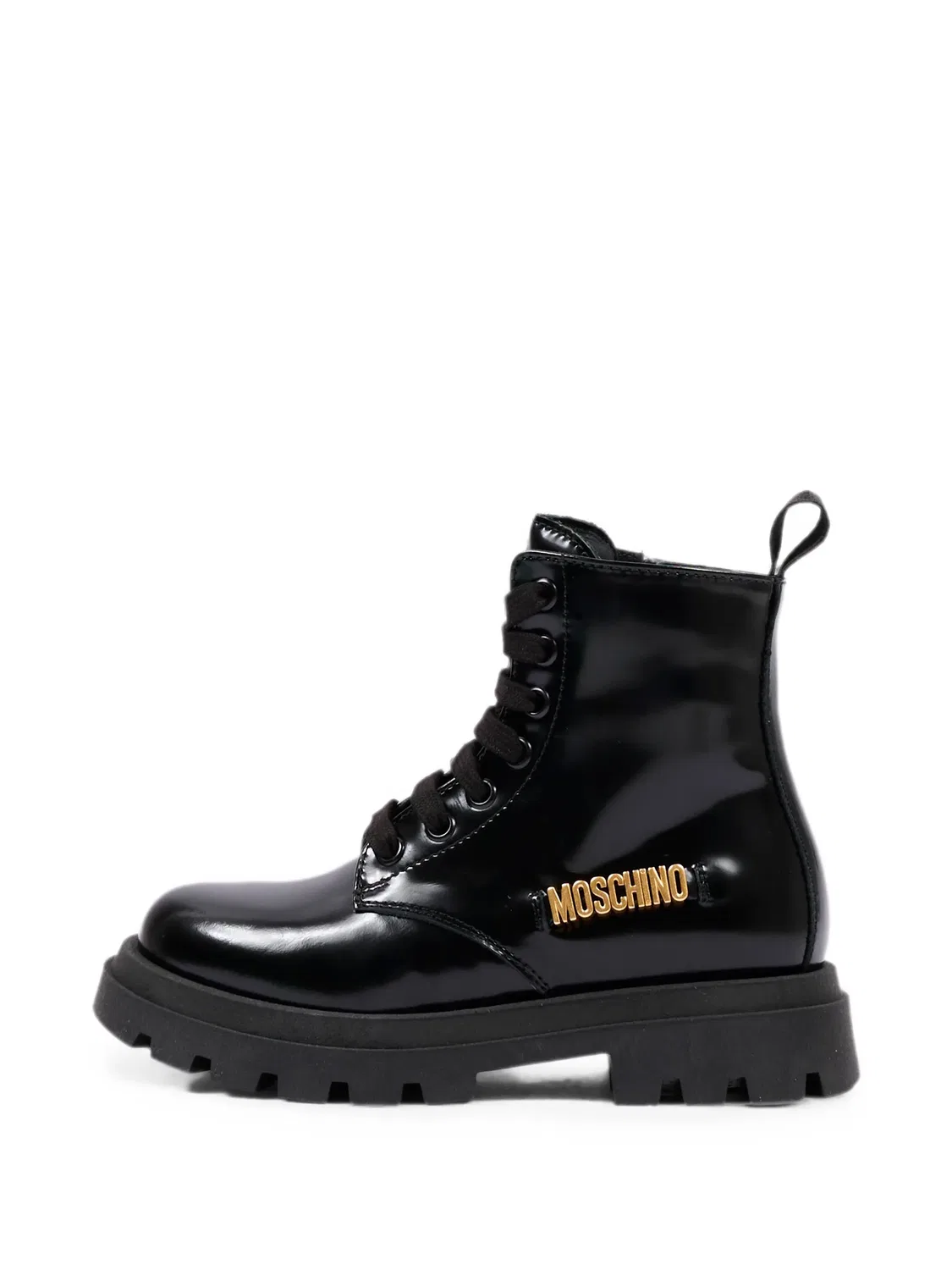 Кожаные ботинки с логотипом черные Moschino, черный — фото 2