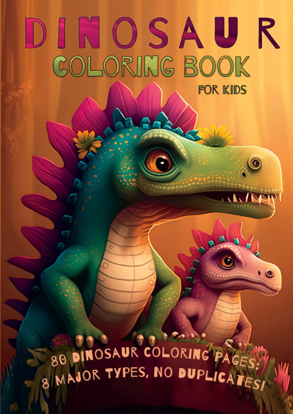 

Dinosaur Coloring Book: Best Illustrations for Kids Ages 2-8: 80 Different Coloring Pages (Independently published)