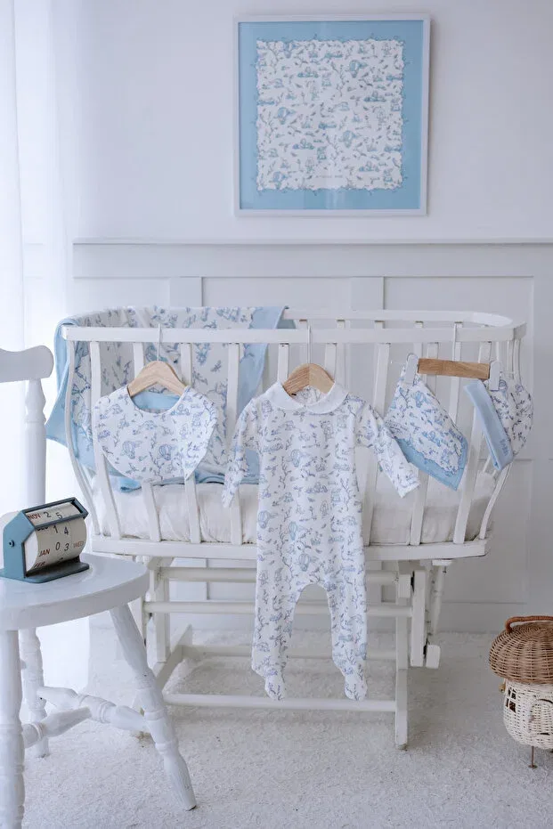 Детский комплект для новорожденных хлопковый Toile De Jouy Atelier Babbi, Blue — фото 4