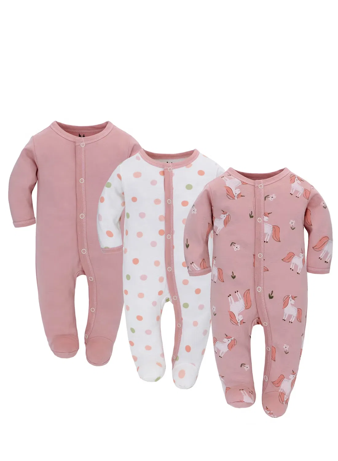 Боди-комбинезон с принтом, комплект из 3 штук, Miracle Baby, розовый