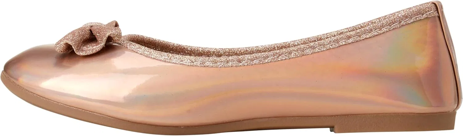 Детские туфли-балетки с блестящим бантом Classic Leatherette KENSIE GIRL, Rose Gold Glitter — фото 4