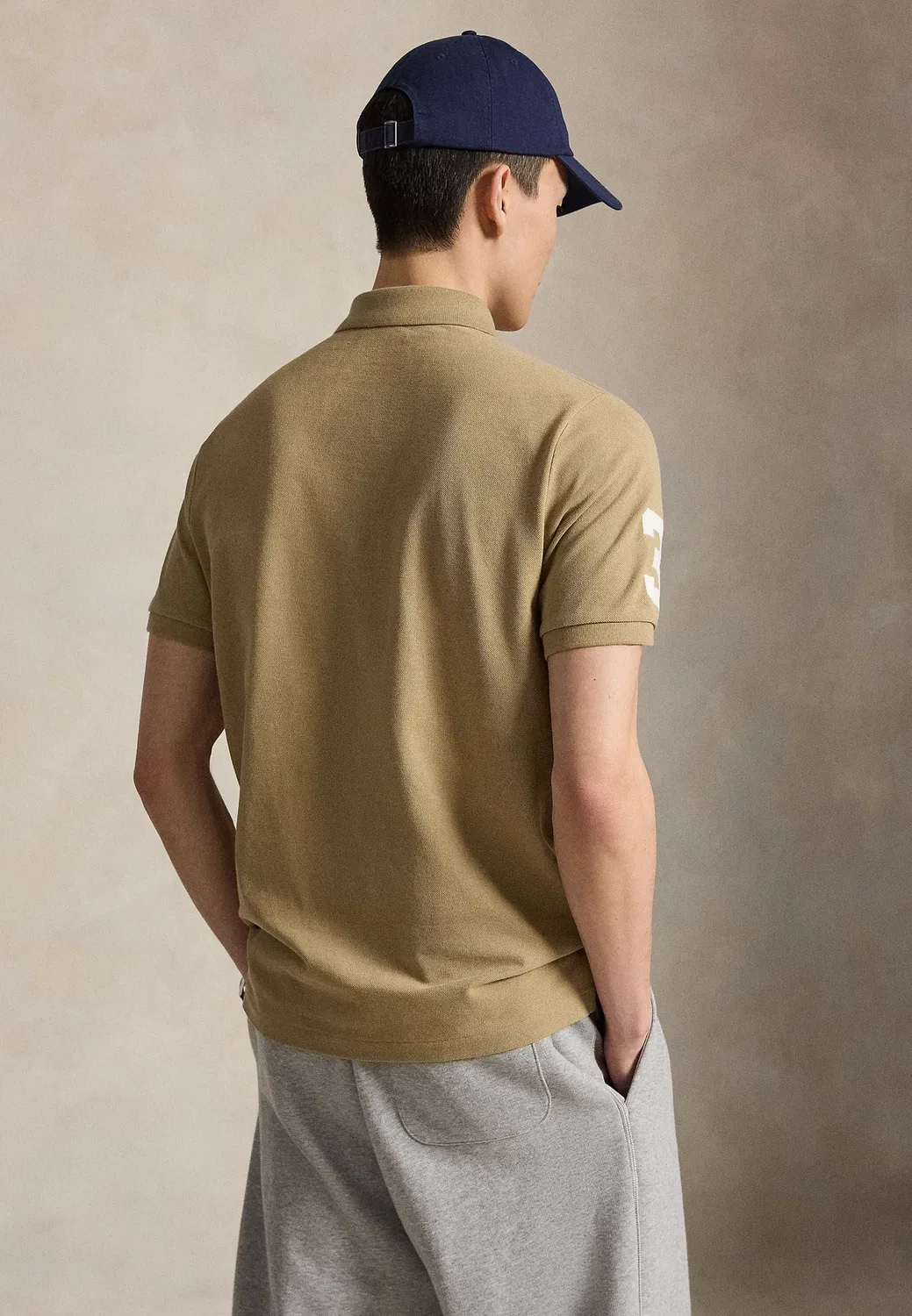 Классическая поло-рубашка из сетчатой ткани с крупным рисунком под пони Polo Ralph Lauren, Surrey Tan/White — фото 3