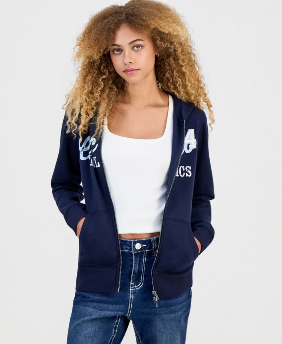 Комплект из флисовой кофты на молнии, топа и спортивных брюк Madden Girl, Navy Blazer