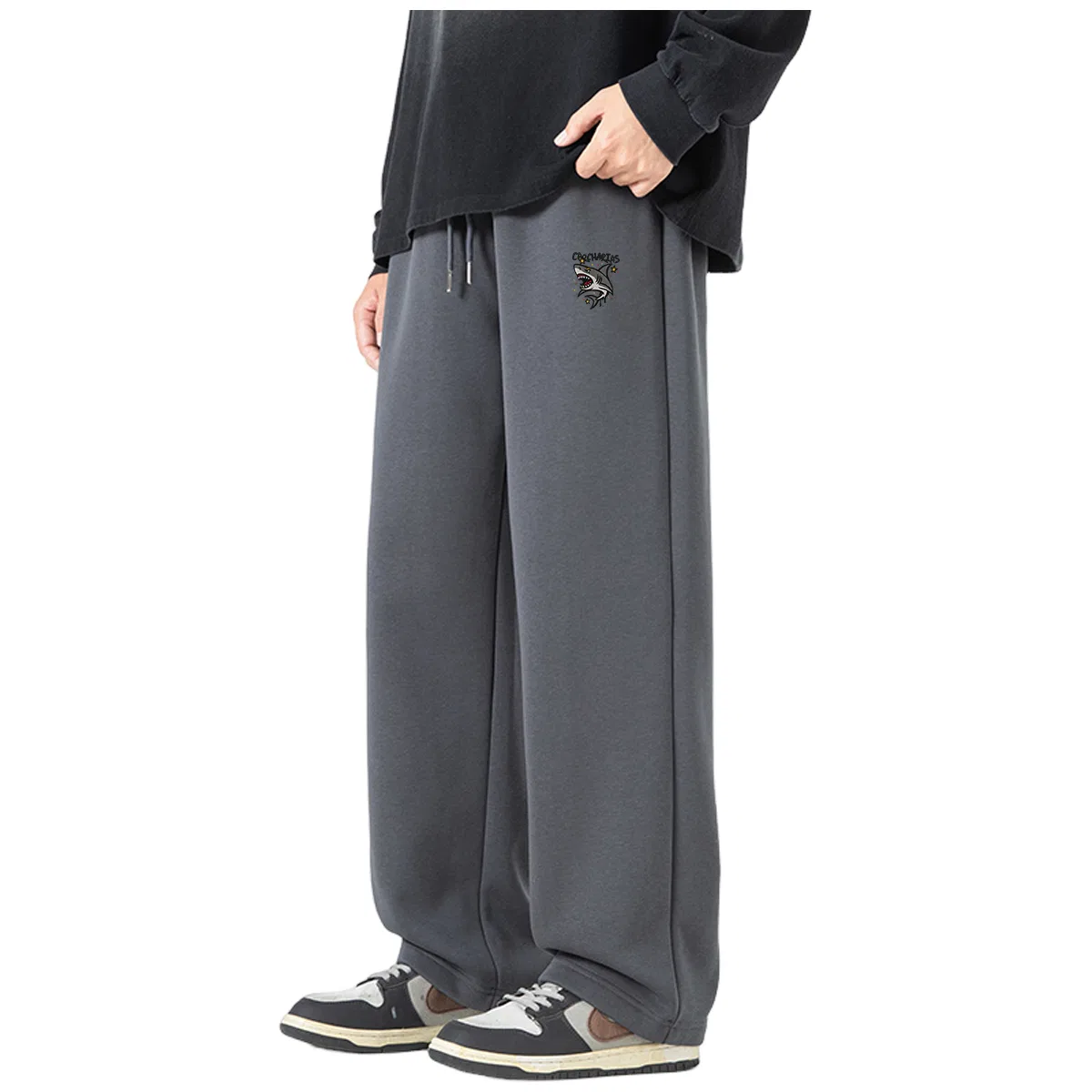 Детские утепленные спортивные штаны на флисе Star Shark Pants Label MINISO, Темно-Серый