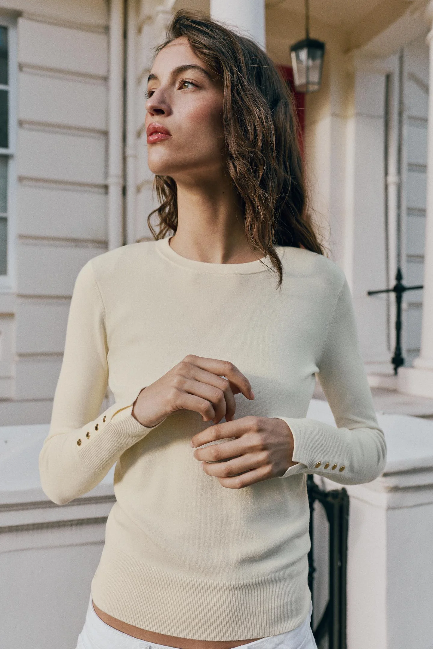 Джемпер Zara базовый трикотажный, кремовый