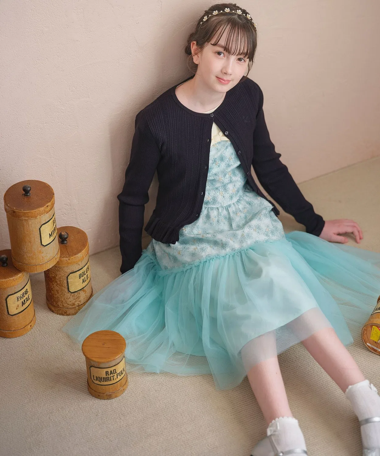 Детское платье из тюля с вышивкой, модель Blossom Kumikyoku KIDS, Pink — фото 3