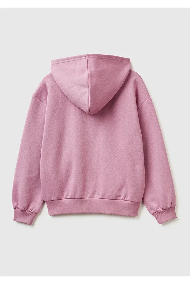 Детское худи для девочек с принтом United Colors Of Benetton, Dried Rose — фото 2