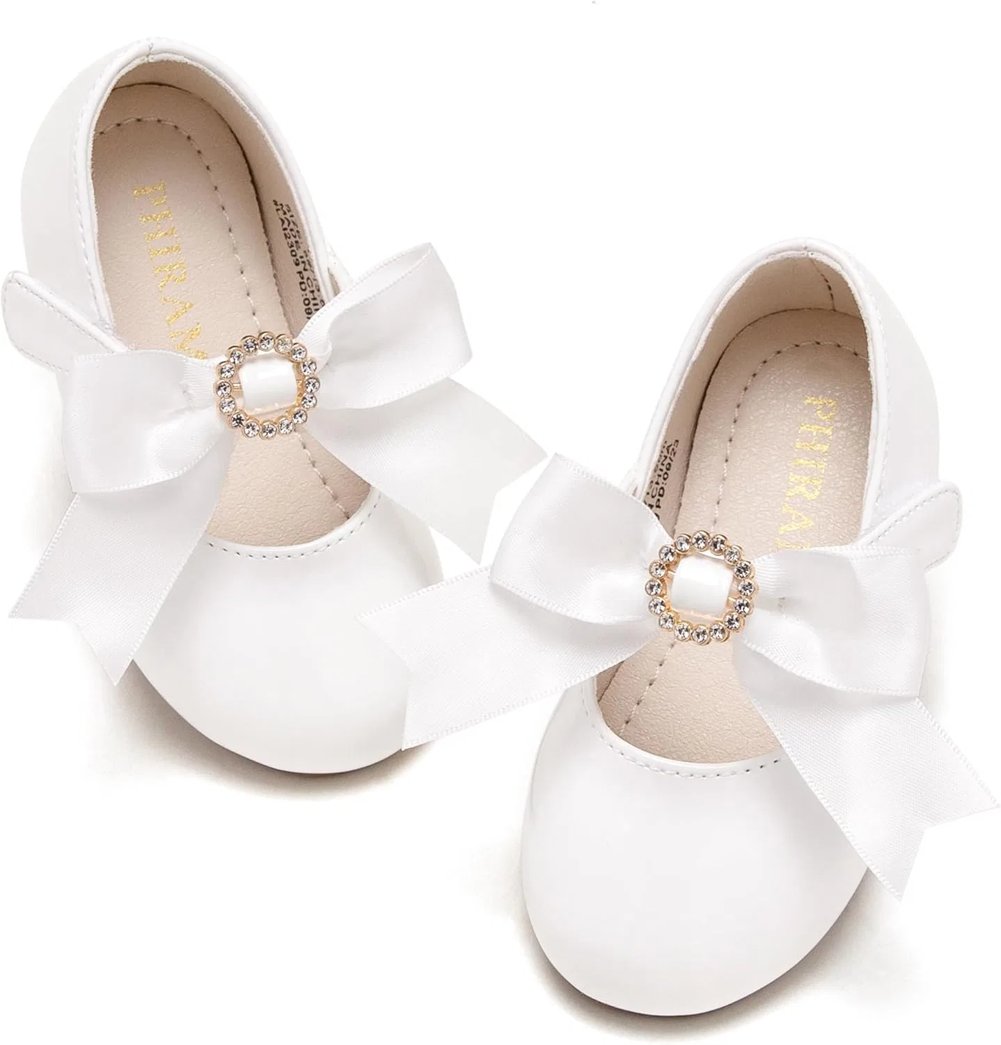 Детские туфли Мэри Джейн для девочек PHIRAMIN, Elegant Bowknot White