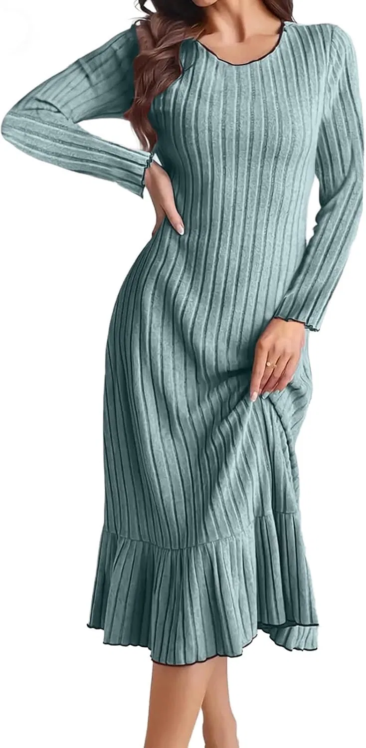 Женское платье с рюшами Ribbed Knit, 44