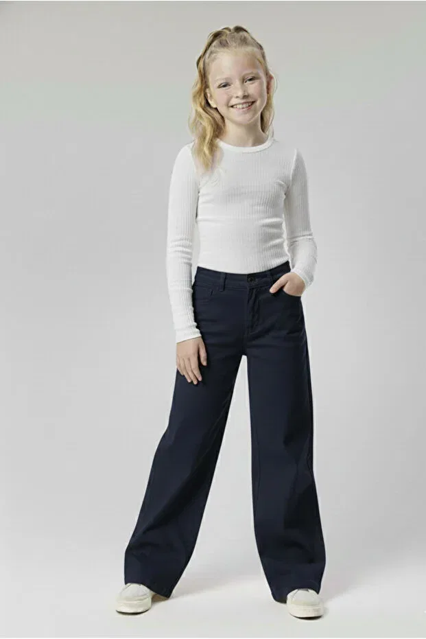 Детские брюки для девочек широкие с принтом Rois, Navy Blue
