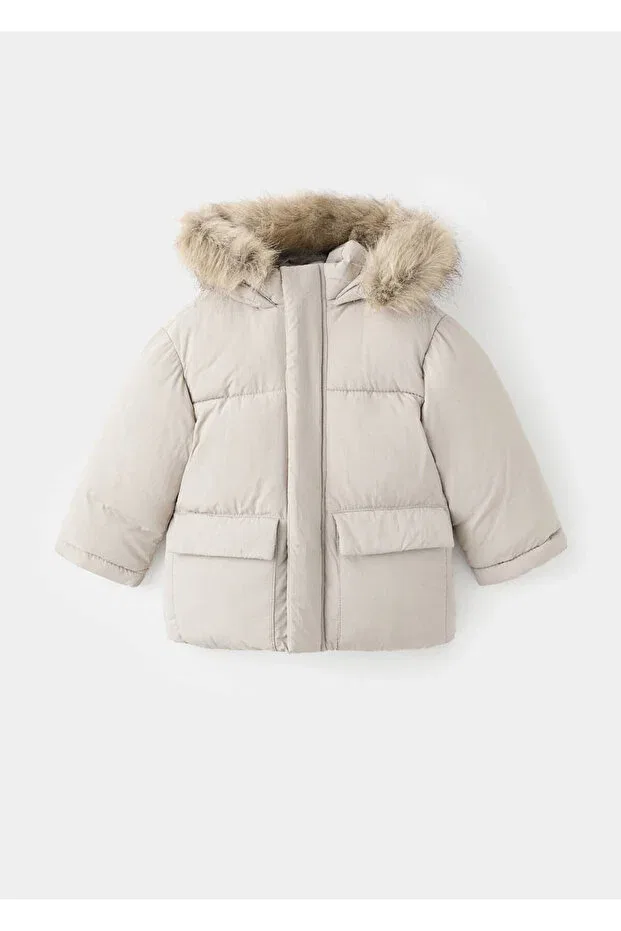 Детское пальто для девочек стеганое Mango Baby, Sand Beige