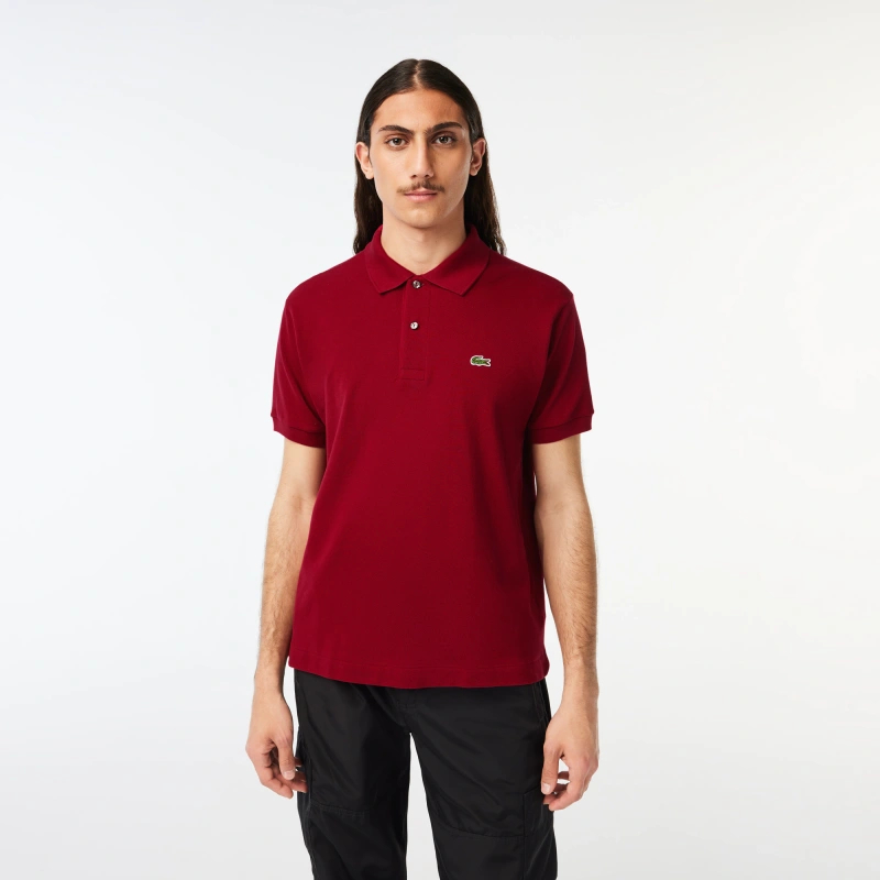 Поло Lacoste Logo-Patched Short-Sleeve, бордовый — фото 4