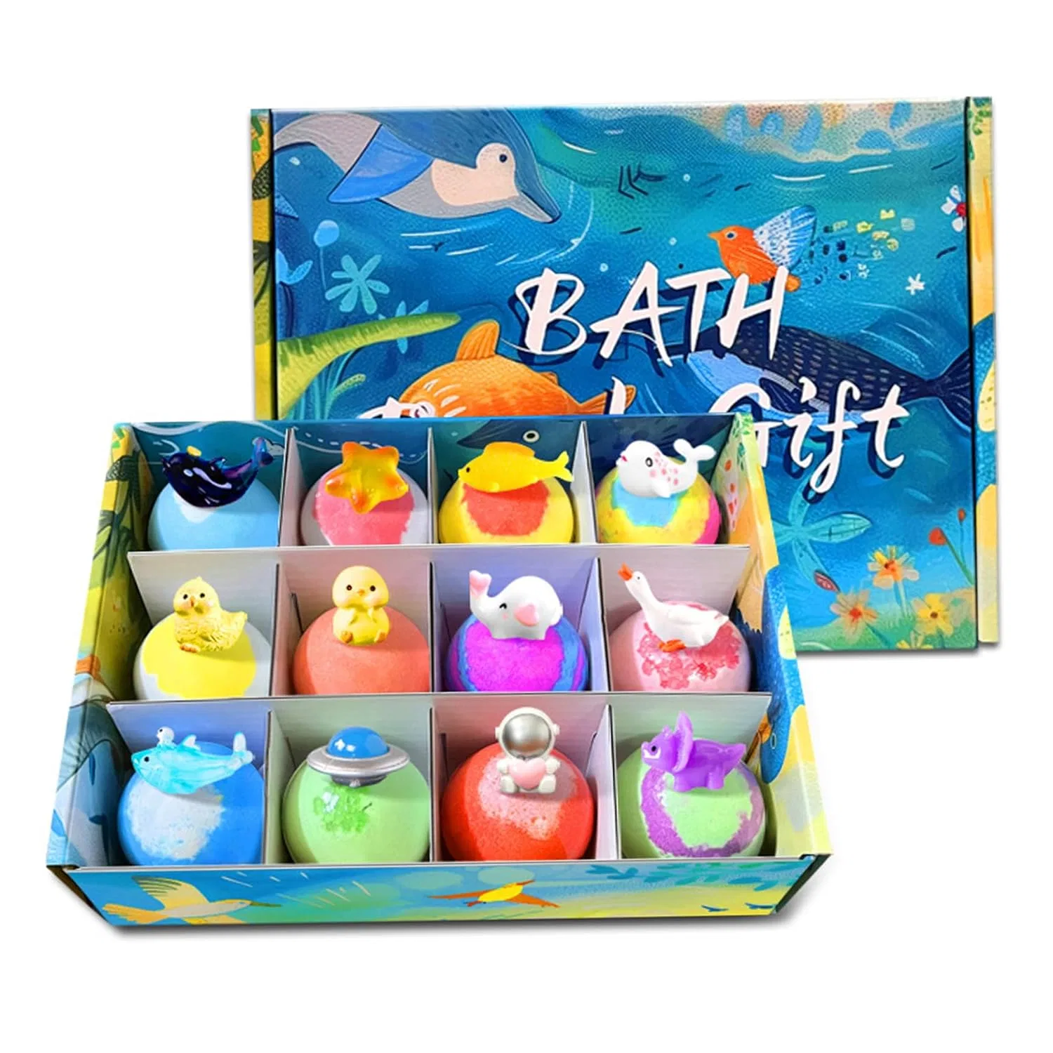 Набор детских бомбочек для ванны Ocean Adventure, Xoeryoy, 12 шт по 60 г, с игрушками внутри