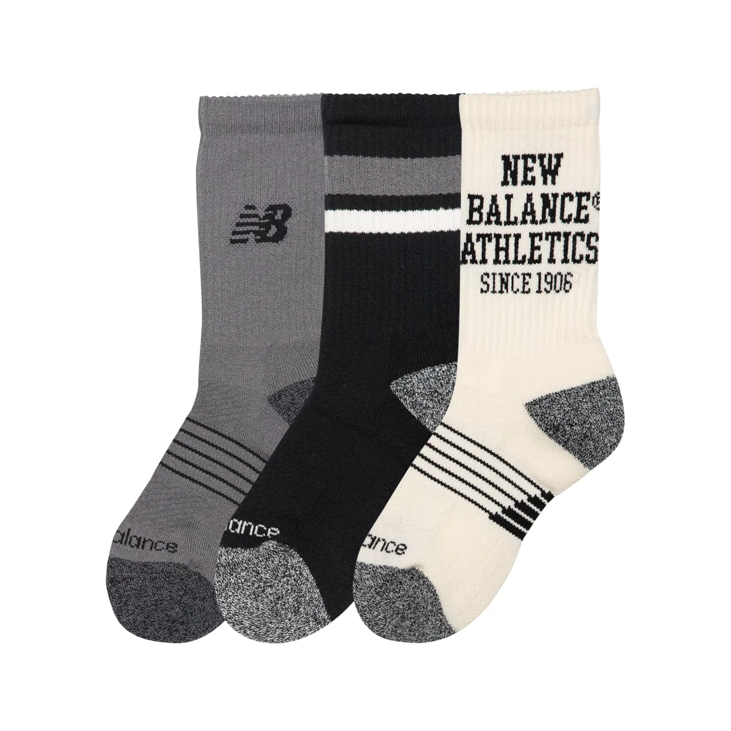 Детские носки с принтом 3 пары Youth Lifestyle Graphic Crew New Balance, Black Multi — фото 2