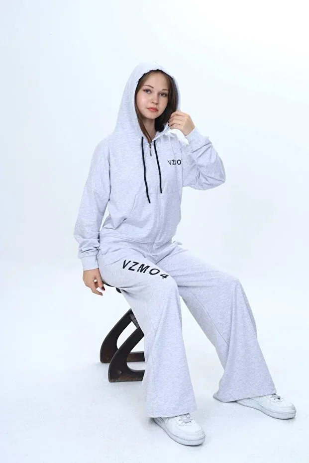 Детский комплект спортивного костюма для девочек с принтом Jannock, Gray — фото 4